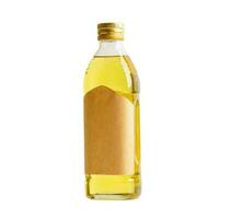 Olive oil glass bottle isolated on white background with clipping path, organic healthy food for cooking. photo