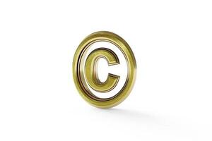 Copyright trademark Symbol in golden on white background 3d Illustration photo