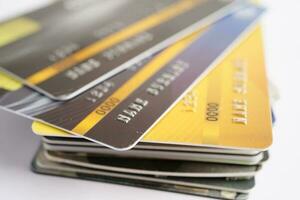 Credit card for online shopping, security finance business concept. photo