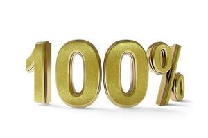 100 percent gold made in 3d with shadow and white background photo