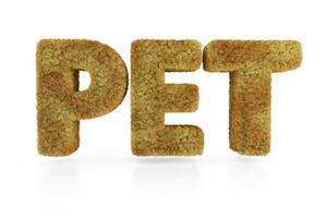 The word PET very furry written in 3D on a white background photo