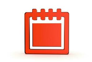 Calendar icon 3d rendered isolated on white background with shadow photo