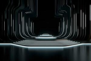3D render white sci-fi product display podium with background futuristic photo