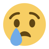 chorando emoji. triste emoticon face com lágrima derrubar. png