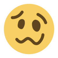 topp kvalitet uttryckssymbol. förvirrad emoji. förvirrad uttryckssymbol med ojämn mun. gul ansikte emoji. populär element. png