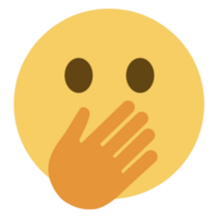 Top quality emoticon. Embarrassed emoticon, cover mouth with hand. Yellow face emoji. Popular element. png