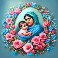 Happy Mother Day Floral And Decorative Art Work photo