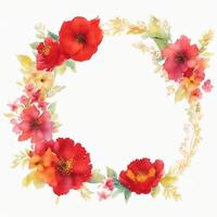 Watercolor Flower Wreath Template for Greeting Cards, Invitations, and More, photo