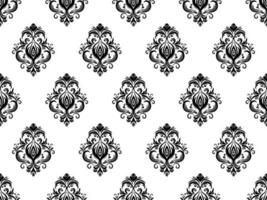 Damask digital paper seamless floral pattern. Black Flowers on a white background. Luxury Royal Wallpaper. photo