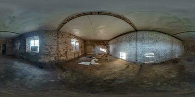 abandoned empty concrete room with brick walls in full seamless spherical hdri 360 panorama view  in equirectangular projection, ready AR VR virtual reality content photo