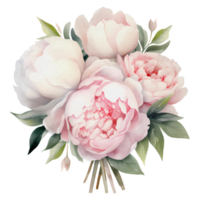 aquarelle pivoine bouquet, ai génératif png