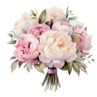 aquarelle pivoine bouquet, ai génératif png