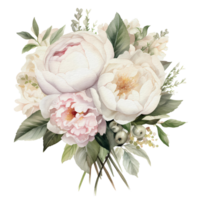 aquarelle pivoine bouquet, ai génératif png