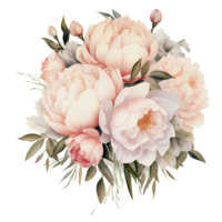 watercolor peony bouquet, AI Generative png