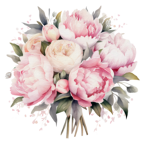 aquarelle pivoine bouquet, ai génératif png
