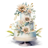 aquarelle mariage gâteau, ai génératif png