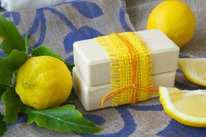 Soap with lemon essential oil photo