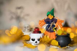 Trick or treat - Candies in cauldrons for Halloween. photo