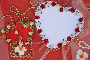 Handmade paper heart with free space for a text photo