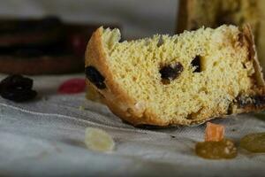 Traditional Italian Christmas sweet cake on a countryside table. photo