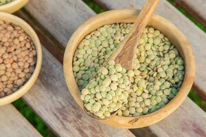 Dried green lentils photo