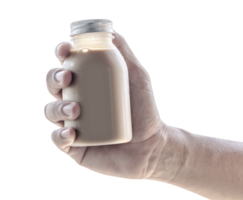 Hand holding coffee in pet bottle png