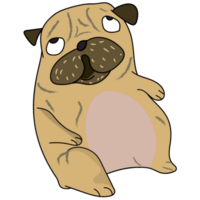 schattig grappig gek mopshond hond tekenfilm png