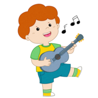 mignonne peu garçon dessin animé guitare png