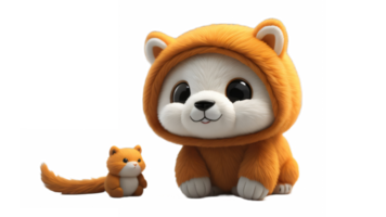 cute animal doll with transparent background. png