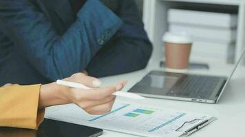 Team of business people are meeting to analyze data for marketing plan,Market research reports and income statistics, Financial and Accounting concept. video