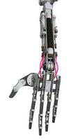 Robot arm and hand isolated on white background. Robotic technology photo