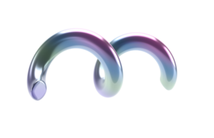 3d holographic abstract spiral shape. Glossy geometric primitives isolated transparent png. Iridescent trendy design png