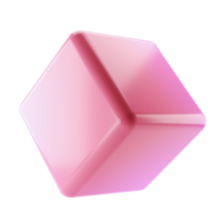 3d forma oggetto bloccare metallo cubo astratto geometrico. realistico lucido rosa e lilla pendenza lusso modello decorativo design illustrazione. minimalista luminosa elemento modello isolato trasparente png