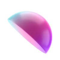 3d Element Halbkugel Metall geometrisch Form. realistisch glänzend Türkis und lila Gradient Luxus Vorlage dekorativ Design Illustration. hell halb Kugel Hälfte Kreis Attrappe, Lehrmodell, Simulation transparent png