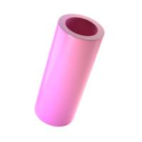 3d shape metallic pipe. Realistic geometric glossy pink and lilac gradient template design illustration. Minimalist mockup isolated transparent png