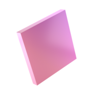 3d metal rectangle abstract geometric shape. Realistic glossy pink and lilac gradient luxury template decorative design illustration. Minimalist bright rectangle mockup isolated transparent png