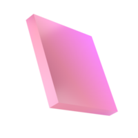 3d shape abstract metal rectangle geometric. Realistic glossy pink and lilac gradient luxury template decorative design illustration. Minimalist bright rectangle mockup isolated transparent png