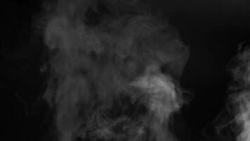 de water verstuiven stoom- of rook beweging geïsoleerd Aan zwart achtergrond. video