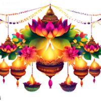 Burning diya on Happy Diwali Holiday background for light festival AI Generated png