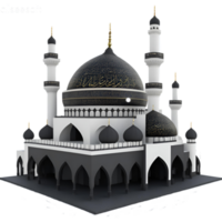 Black Mosque 3D Render with Islamic Architecture AI Generated png