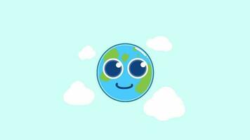 Earth Smile Cartoon Animation. Fit for use in the environment health program like the Earth Day. video