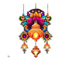 Traditional Diwali Lantern with Happy Diwali AI Generated png