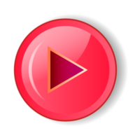 Modern red video play button icon png