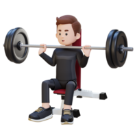 3D Sportsman Character Building Upper Body Strength with Overhead Bench Press Workout png