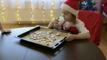 fils des offres juste préparé Noël des biscuits pour le sien mère video