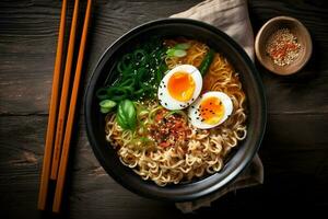 fideos palillo cuenco comida vegetal japonés sopa comida asiático ramen generativo ai. foto