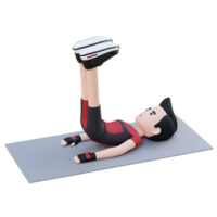 Energetic 3D Sporty Male Character Engaging in Abs Reverse Crunch Pulse Workout at the Gym png