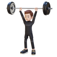 3D Sportsman Character Building Shoulder Strength with Overhead Press Workout png