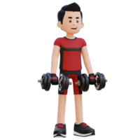 3D Sportsman Character Performing Dumbbell Reverse Curl png