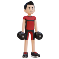 3D Sportsman Character Performing Dumbbell Lateral Raise png